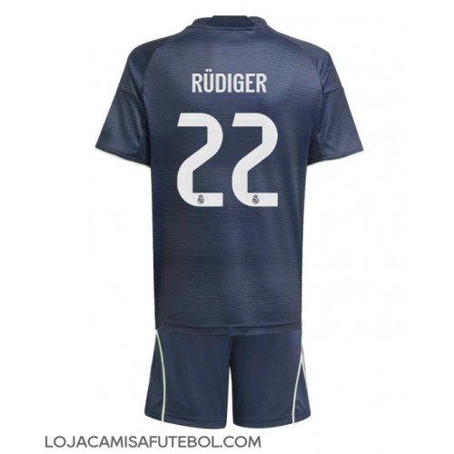Camisa de Futebol Real Madrid Antonio Rudiger #22 Equipamento Secundário Infantil 2025-26 Manga Curta (+ Calças curtas)